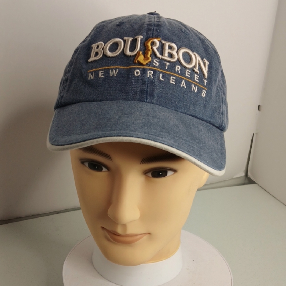 Bourbon Street New Orleans Saxaphone Denim Baseball Cap w/adj. Tab - Adult